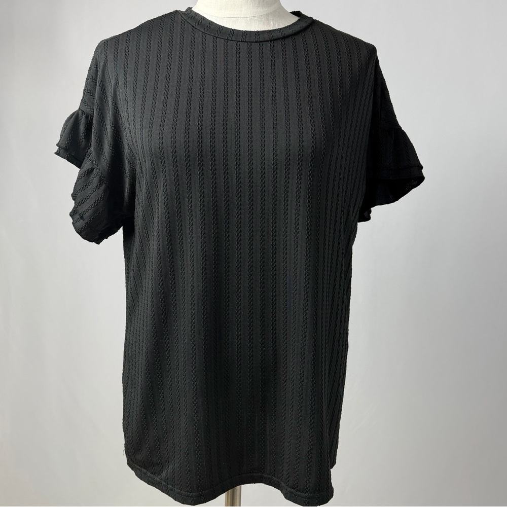 Elegant Black Short Sleeve Women's Top